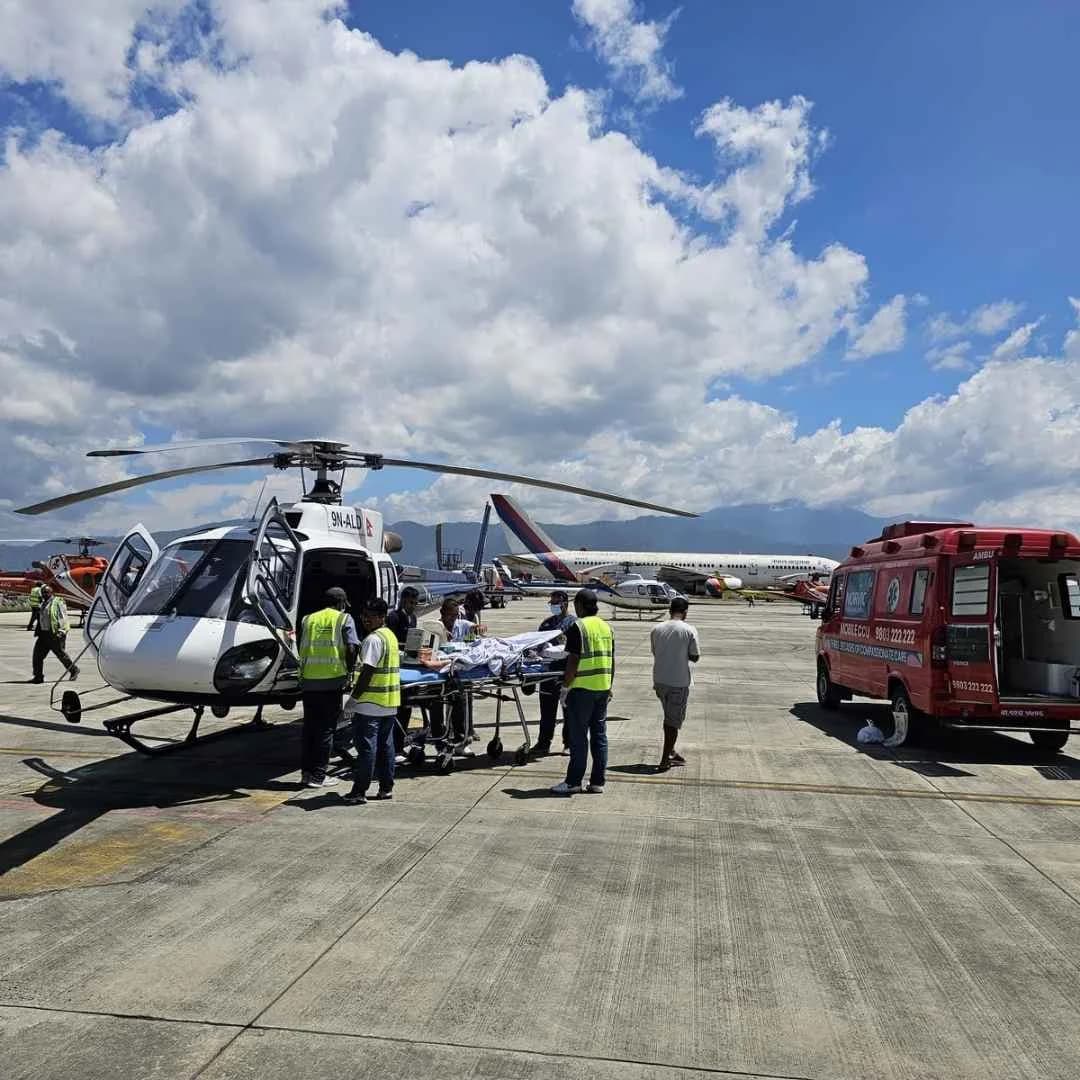 Search and rescue helicopter operation over the Everest region